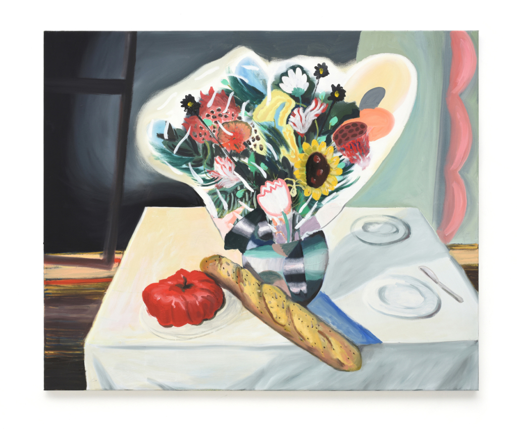 Still_life_with_tomato,bread_and_flowers_2019_100x120cm